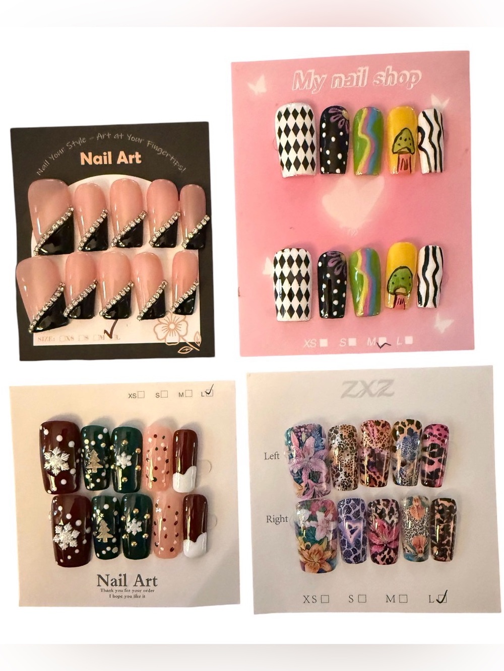 Designer Nail Bundle 4 Sets Size Large